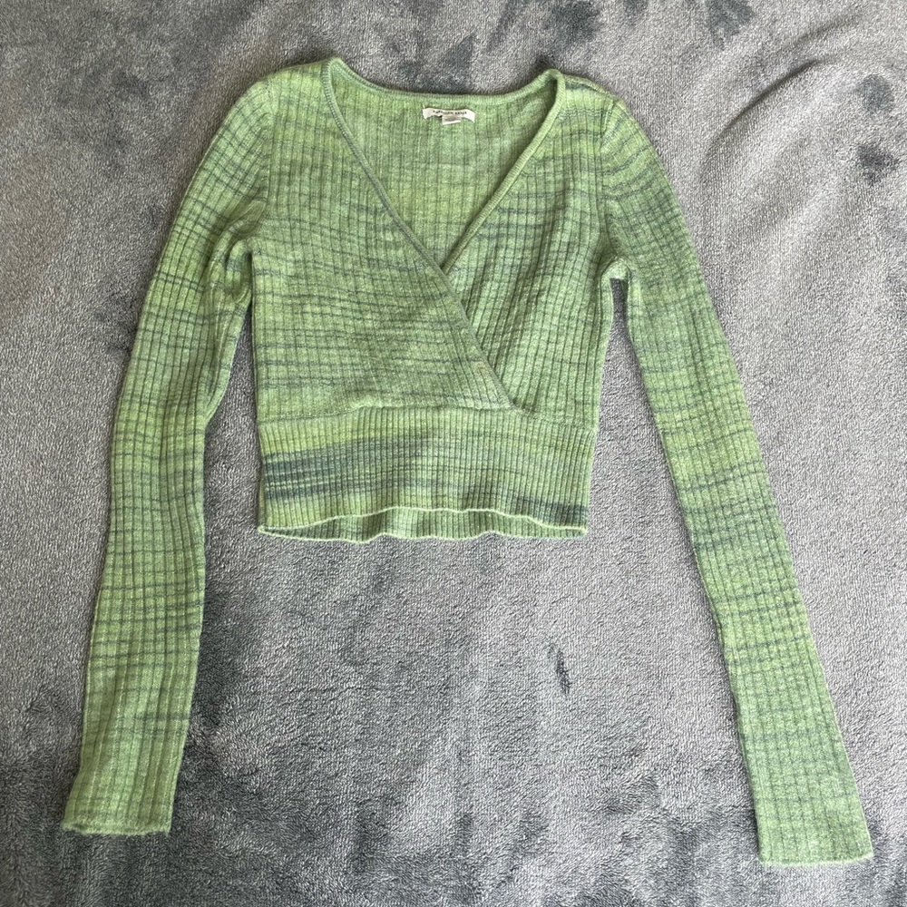 American Eagle Green Wrap Sweater